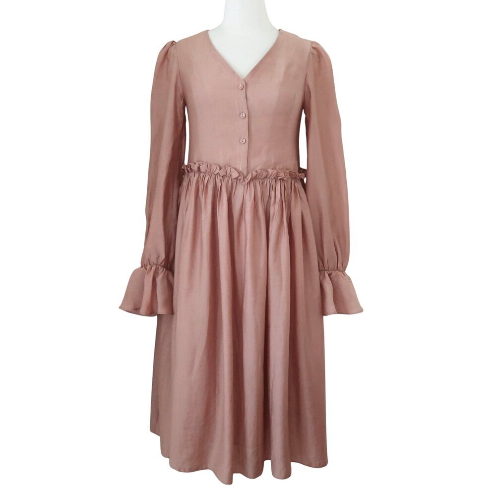 KERNEL COSMOS midi dress with ruffle trim sz S